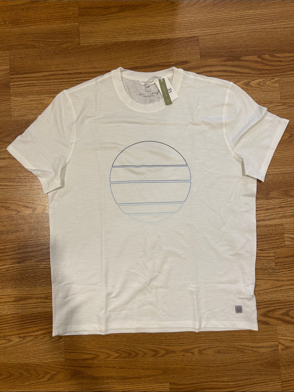 Marine Layer Air Crew Graphic Tee White Lightweight Minimalist Coastal L